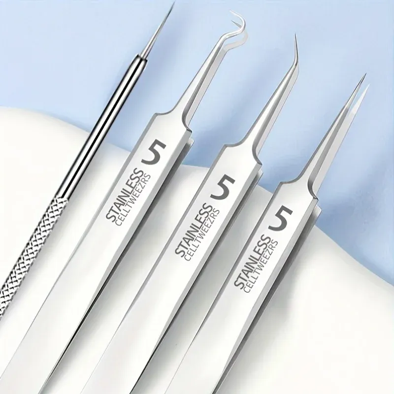 3pcs Stainless Steel Blackhead & Blemish Remover Set - Precision Tools for Face & Nose -Acne Extraction for Whiteheads & Pimples
