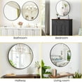 thumbnail image 4 of Mirstory 32.2" Modern Wall Mirror Bathroom Mirror Wall Mounted Round Mirror with Aluminum Alloy Frame, Black, 4 of 6