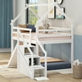 thumbnail image 2 of Euroco Wood Twin Bunk Bed with Slide and Staircase,Low Profile House Bed for Kids Teens Adults, 2 of 12