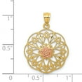 thumbnail image 2 of Collier Rond en Or Jaune 14k avec Pendentif en Filigrane Rose, 2 of 6