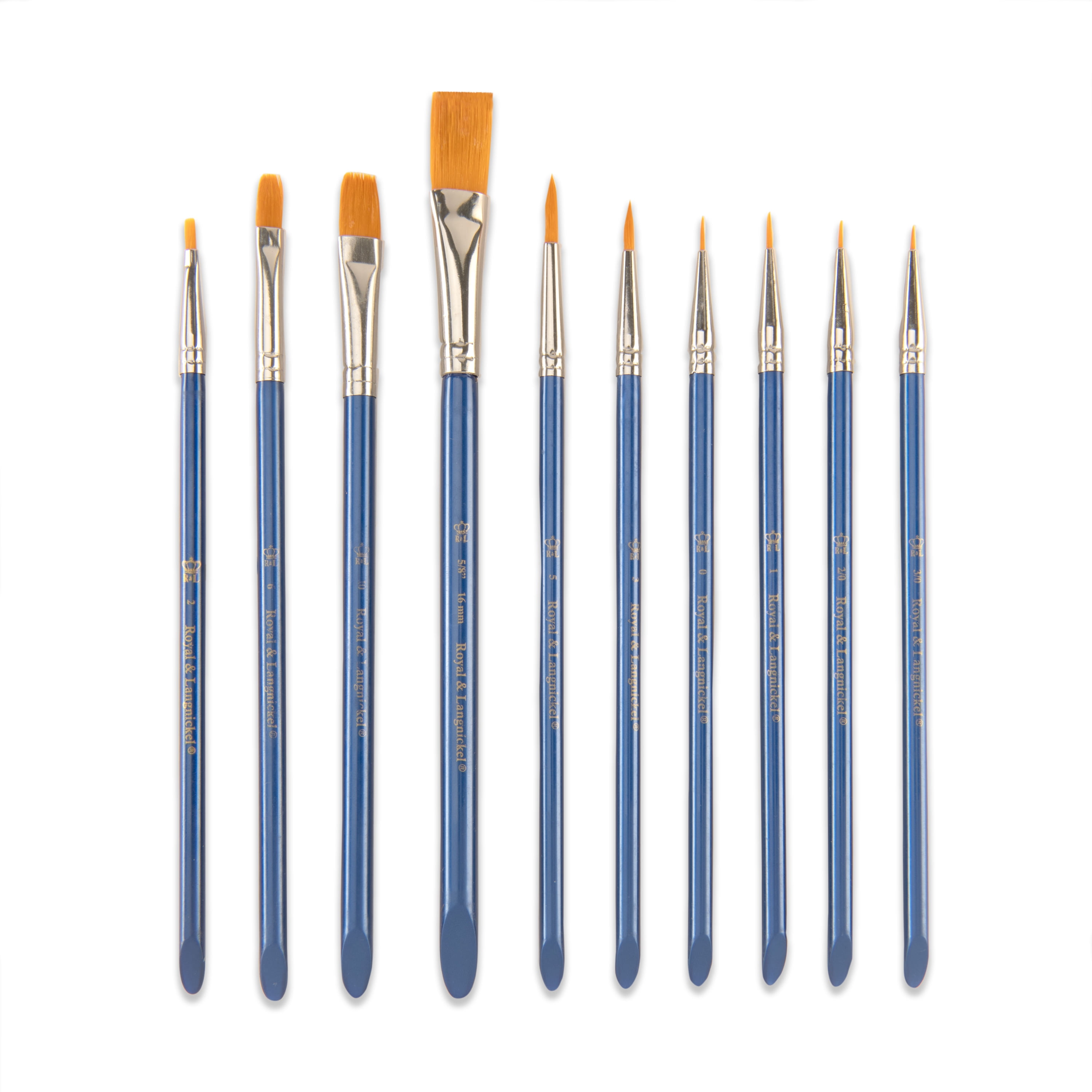 (2 pack) Royal & Langnickel Assorted Shapes Gold Taklon Acrylic Art Brushes 10 Pieces