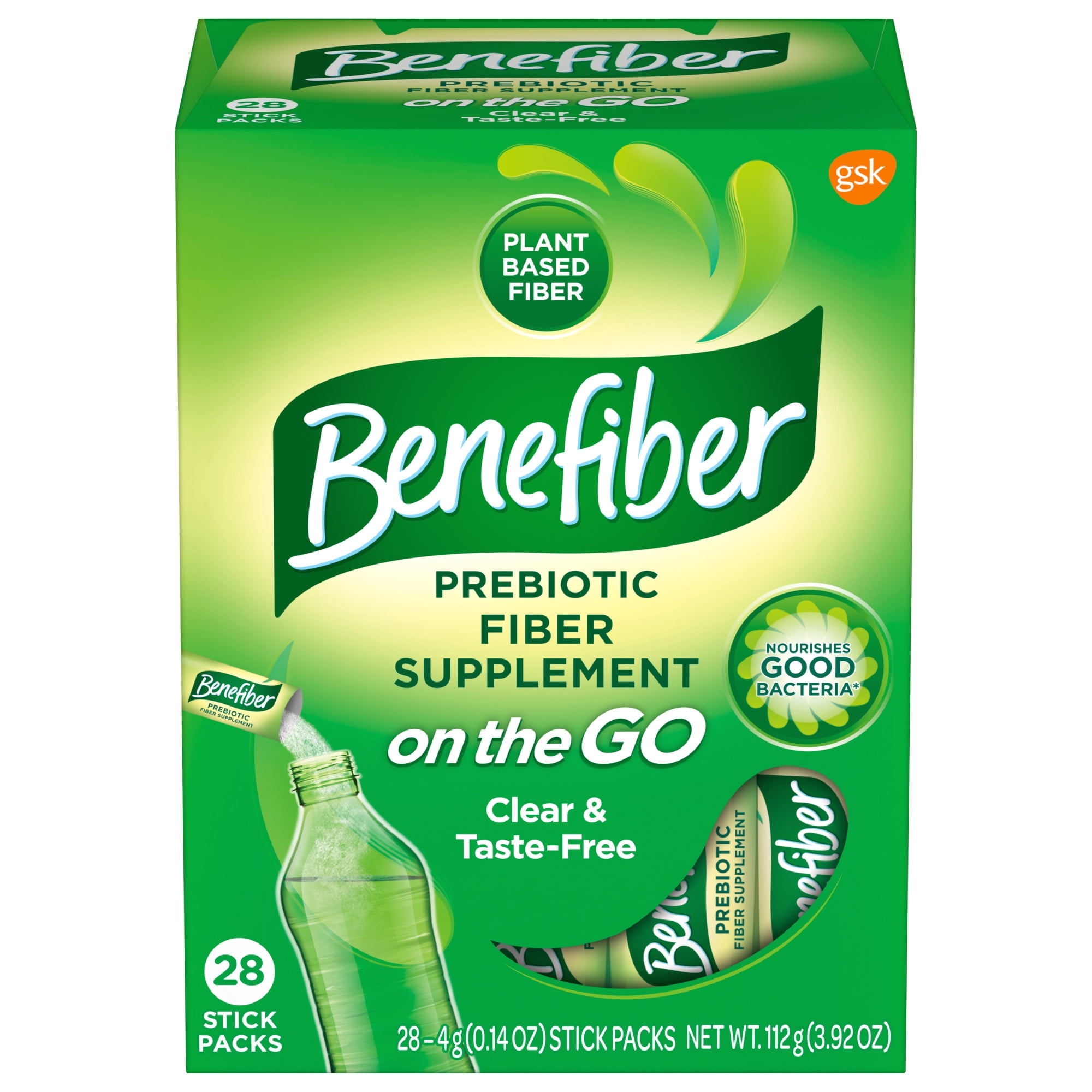 Benefiber On The Go Prebiotic Glp-1 Friendly Fiber Supplement Powder for Digestive Health, Unflavored Powder Stick Packs - 28 Sticks (3.92 Ounces)