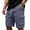 Navy, variant on Honeycomb Weave Knit Cargo Shorts For Men Knee Length Textured Bottoms One White Drawcord Waist Multi Layer Flap Side Storage Pockets Soft Knit Fabric Outdoor Travel Walking Short Pants