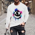 thumbnail image 4 of WREESH Halloween Long Sleeve Tops Fashionable Men's Printed Top with Long Sleeved Round Neck and Smiling Face Printed Top/Shirt White, 4 of 5