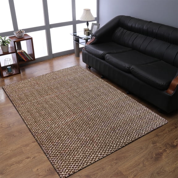 Rugsotic Carpets Hand Woven Jute Eco-Friendly 6'x9' Area Rugs Rectangle Light Brown Contemporary High Pile Natural Fiber Outdoor Indoor Handmade Rug for Living Room, Bedroom J00024