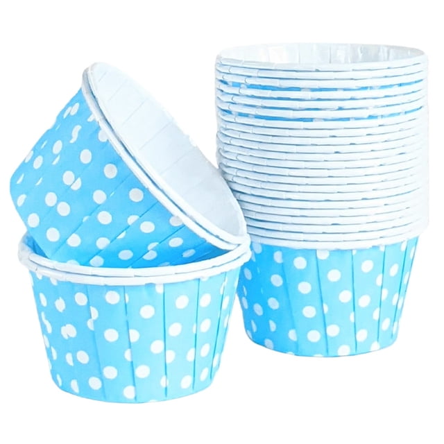 100 moldes para hornear pasteles, cupcakes y muffins para fiestas, bodas, cumpleaños y Navidad, color azul.