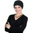 thumbnail image 2 of Women's Hat Fleece Beanie Cloche Cancer Headwear Chemo Ladies Winter Head Coverings Butterfly (Black), 2 of 2