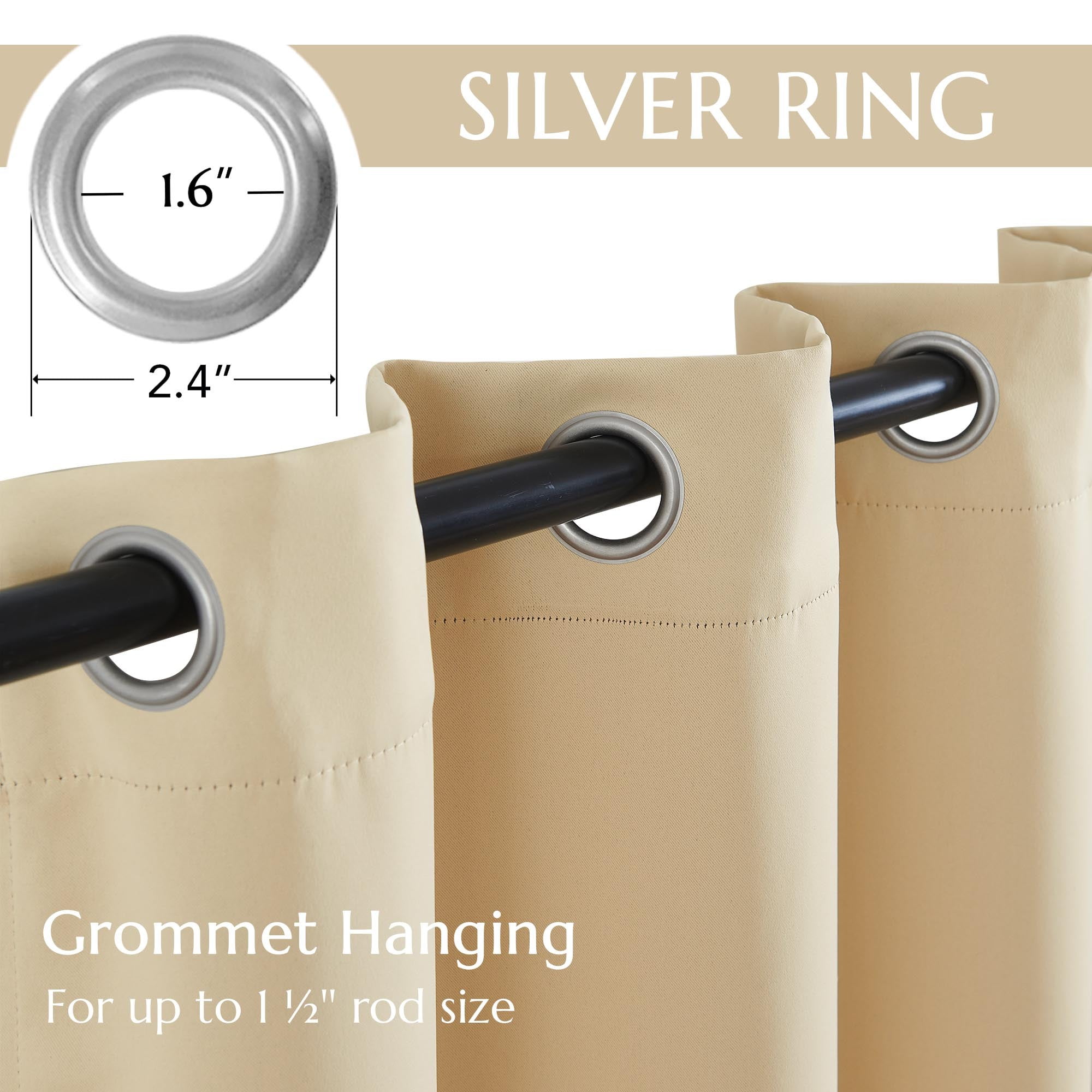Curtainking Beige Blackout Curtains Thermal Insulated Gromemt Curtains for Living Room, 50x84 inch, 2 Panels