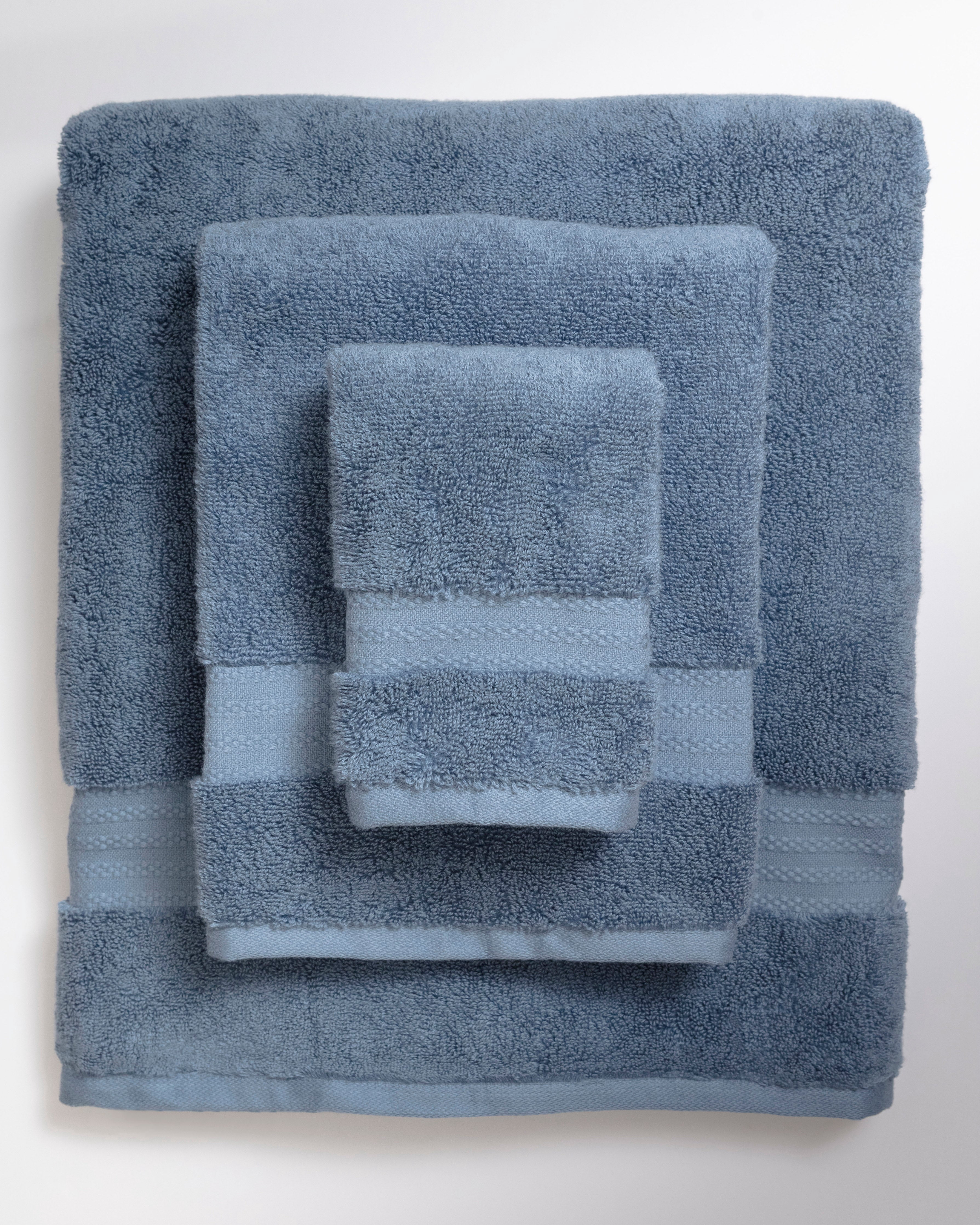 Fabdreams 100% Organic Cotton GOTS Certified 700 GSM Bathroom Towel Set of 6, 2 Bath Towels 30 x 56, 2 Hand Towels 16 x 30, 2 Wash Cloths 13 x 13, Dark Blue