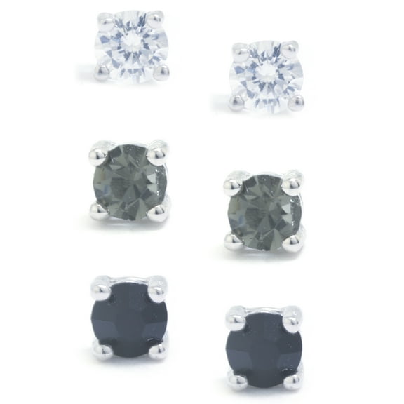 Marisol & Poppy CZ and Crystal Studs Set in Sterling Silver for Women, Teen, Unisex