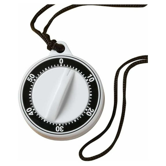 Portable Neck Timer - Kitchen Countdown Timer - Fridge Magnet Timer - 60 Minute Visual Timer - White - Cooking, Baking, Appointments, Classroom