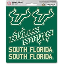 University of South Florida USF Bulls 6-Piece Decal Sticker Set, 5x6 Inch Sheet, Gift for football fans for any hard surfaces around home, automotive, personal items