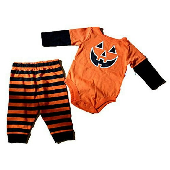 Baby Toddler 2pc One Piece and Pant Set Pumpkin Face (6-9m)