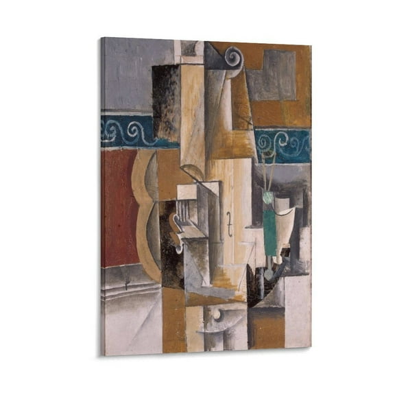 Pablo Picasso Abstract Poster with Violin And Guitar Wall Art Poster Scroll Canvas Painting Picture Living Room Decor Home 16x24inch(40x60cm)