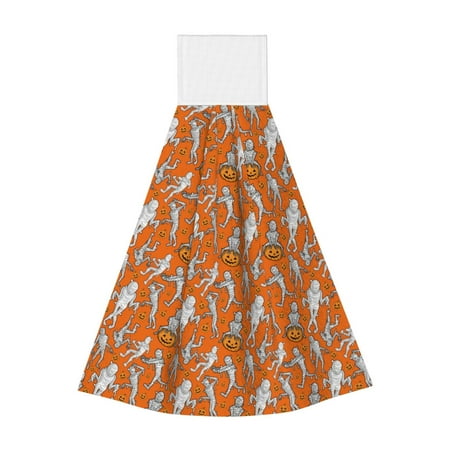 

Zufioo Halloween Mummy Print Coral Fleece Velcro Hand Towel Hangable Absorbent Hand Towel Suitable for Kitchen Bathroom Household Items