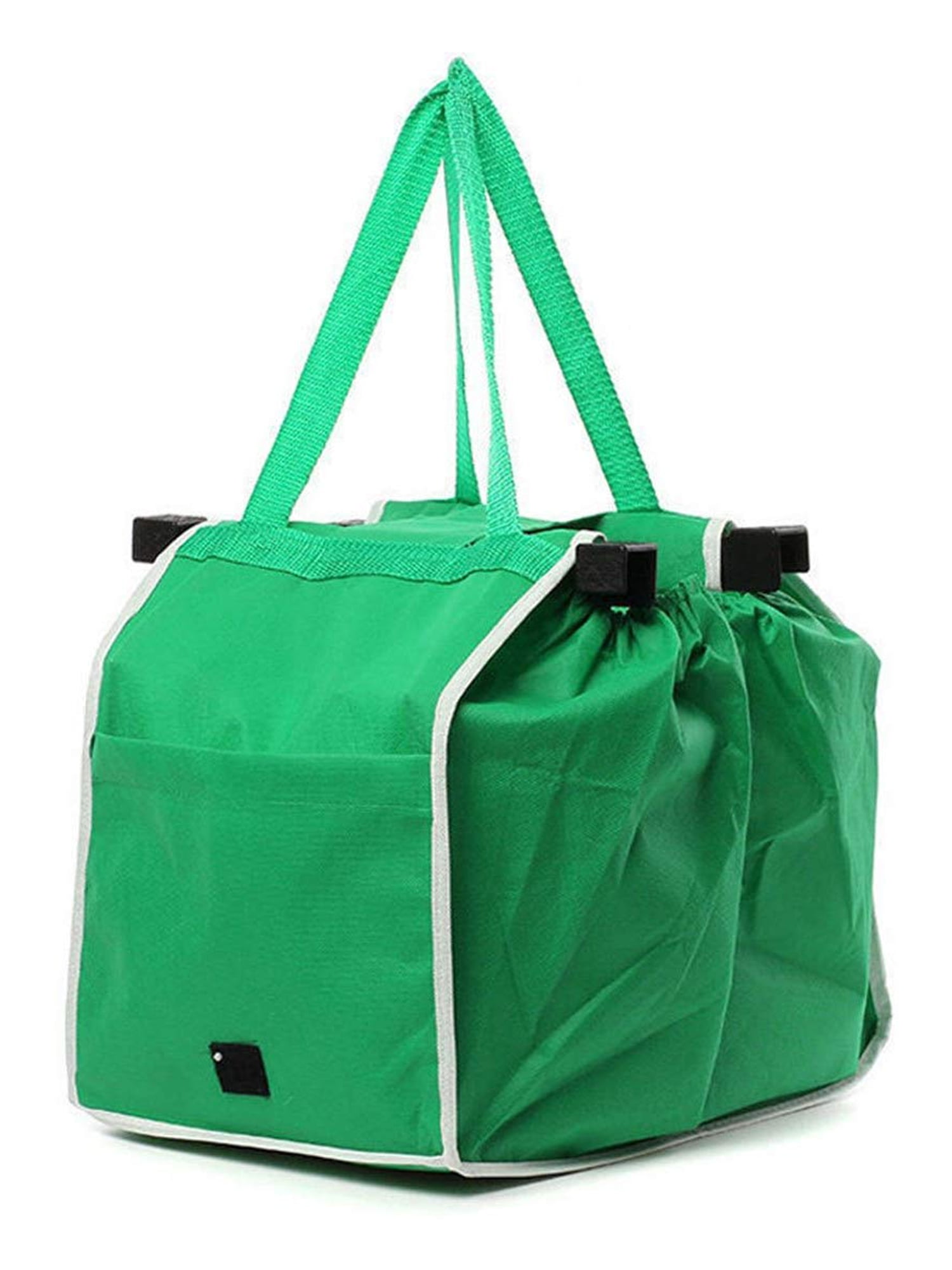 Folding Reusable Tote Bags Grocery Fabric Shopping Carrier Clip-To-Cart Trolley 