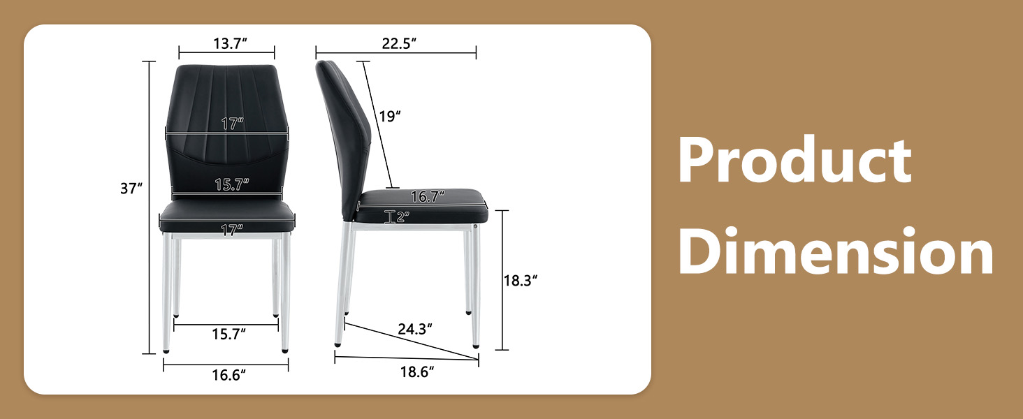 Sailvan Dining Chairs - 37 Inch Ergonomic PU Backrest