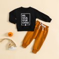 thumbnail image 4 of Vedolay Boy Casual Outfits Boy Fall Clothes Outfits Long Sleeve Funny Letter Print Top Camo Pants Clothing Set,Black 2-3 Years, 4 of 5