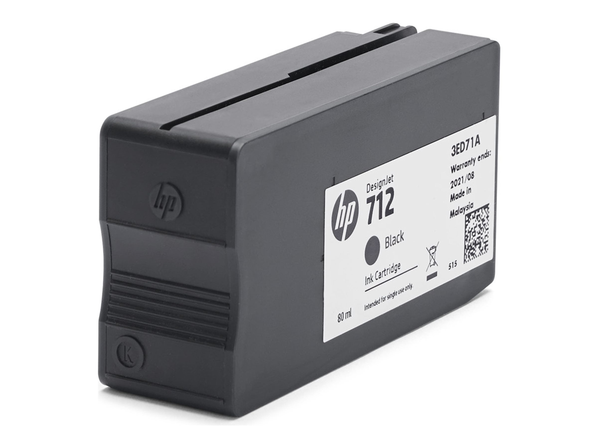 HP 712 - 80 ml - black - original - DesignJet - ink cartridge - for DesignJet Studio, T210, T230, T250, T630, T650