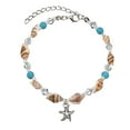 thumbnail image 2 of Trayknick Conch Shell Faux Turquoise Beaded Starfish Charm Lady Anklet Ankle Bracelet Silver, 2 of 7