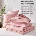 thumbnail image 6 of Gold Metallic Marble King Size Comforter Set,7 Piece Bed in a Bag,Foil Print Glitter Pink Comforter and Sheet Set,All Season Soft Microfiber Complete Bedding Sets(Pink,King), 6 of 7