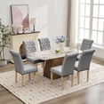 thumbnail image 3 of Foredo Fabric Dining Chairs Set of 2, Linen Upholstered Dining Chair with Tufted Back and Solid Wood Legs, Parsons Chair for Living Dining Room, Light Gray, 3 of 8