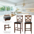thumbnail image 3 of Costway Set of 2 Bar Stools 25'' Counter Height Chairs w/ PU Leather Seat Walnut, 3 of 11
