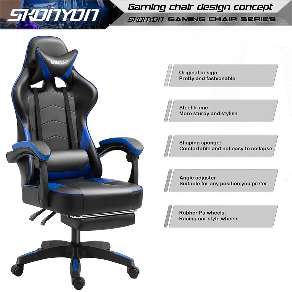 Gaming Chair Racing Office Computer Ergonomic Video Game Chair Backrest And  Seat Height Adjustable Swivel Recliner With Headrest And Lumbar Pillow Esp  - Yahoo Shopping