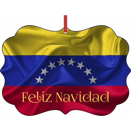 Venezuela Christmas Ornaments Flag Venezuela Feliz Navidad Elegant Aluminum SemiGloss Christmas Ornament Tree Decoration - Unique Modern Novelty Tree Décor Favors ()