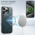 thumbnail image 3 of ELEHOLD for iPhone 16 Pro Max Leather Case Premium Leather Material with  Magnetic Detachable Card Holder Compatible with Mag Safe Charging Shockproof Slim Lightweight Case for iPhone 16 Pro Max ,Blue, 3 of 7