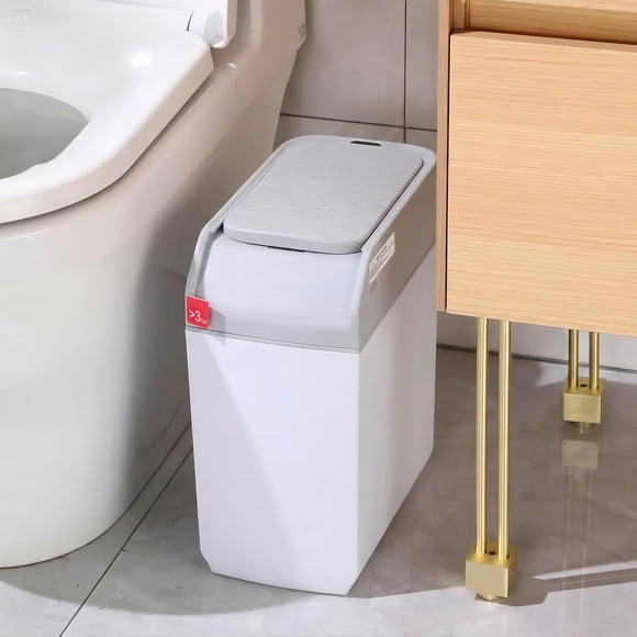 Bote de Basura Cocina Baño,12L/3.2 Galón Inteligente Grande sin Contacto,Tapa Deslizante Automática,Adsorción Automática de Bolsas de Basura,para