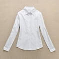 thumbnail image 4 of MarinaVida Women Slim Long Sleeve Career Shirt Button Down Blouse OL Formal Tops, 4 of 5