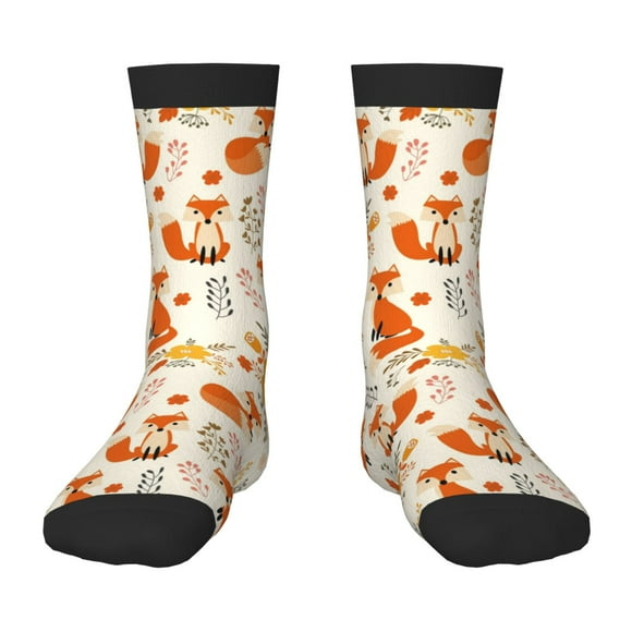 Wukai Flower Fox for Children's Mid-tube Socks, Elastic Contrast Color Sports Socks, Suitable for Boys and Girls Aged 6-10