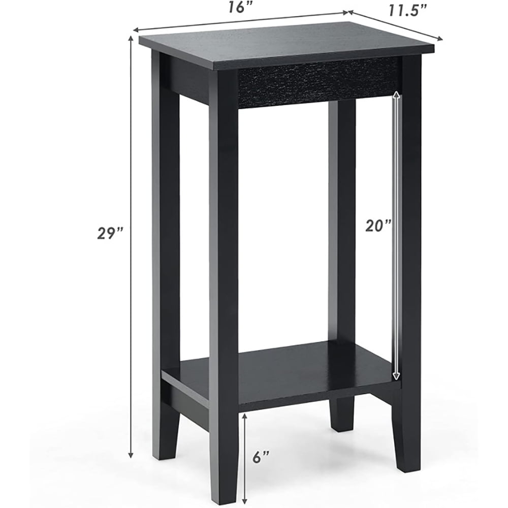 Finihen End Table, Set of 2 Versatile 2-Tier End Table with Storage Shelf, Sofa Side Table, Bed Side Table, for Living Room, Bedroom, Black Finihen End Table, Set of 2 Versatile 2-Tier End Table with Storage Shelf, Sofa Side Table, Bed Side Table, for Living Room, Bedroom, Black