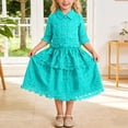 thumbnail image 2 of RMGVDSD Toddler Girls Summer Outfits Lace Short Sleeve Blouse Tops With Flowy Skirt Two Piece Matching Outfit Set Kids Casual Party Wear 4-5 Years, 2 of 4