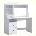 thumbnail image 4 of Desks, White 2-Drawer Writing Desk with Open Compartment | Wood Sled Base, Rubberwood/Veneer Oak, 4 of 5