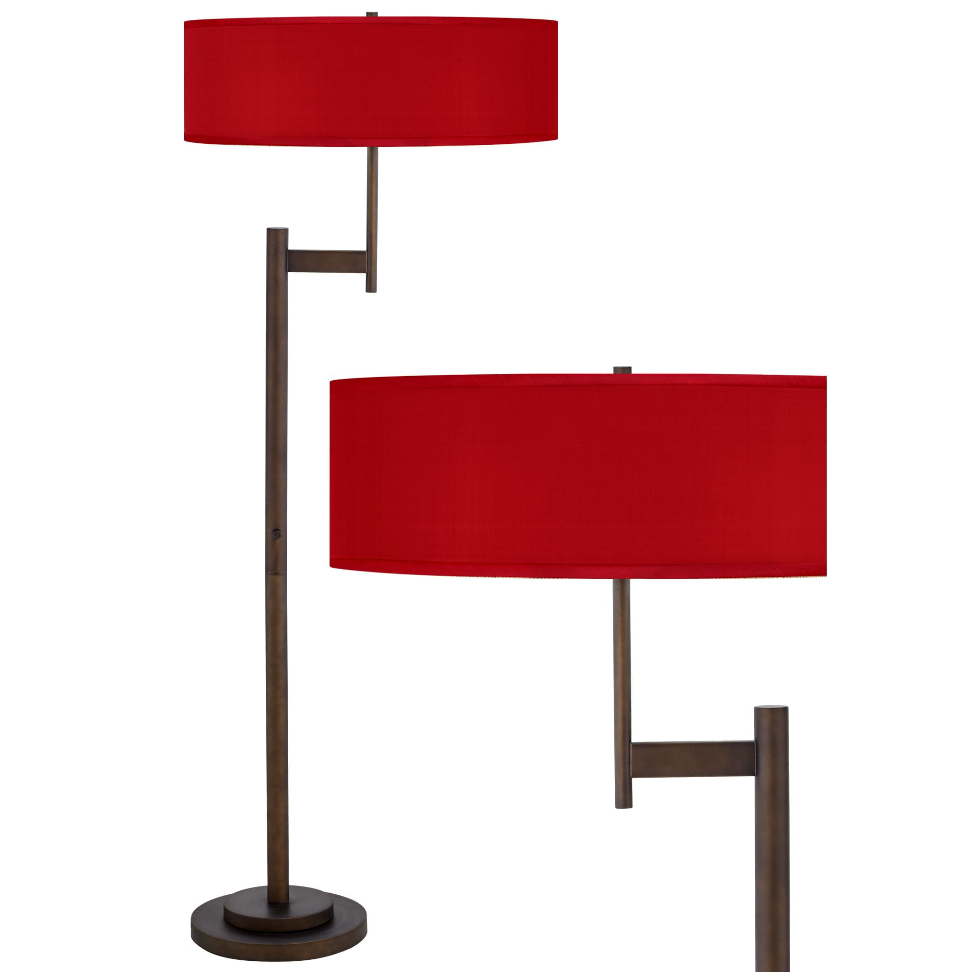 China Red Textured Silk Parker Light Blaster Floor Lamp Com