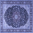 thumbnail image 1 of Ahgly Company Indoor Square Medallion Blue Traditional Area Rugs, 4' Square, 1 of 4