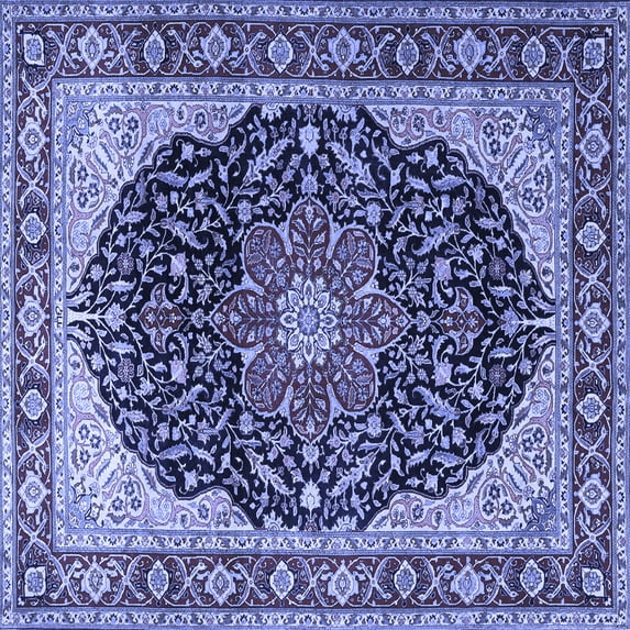 Ahgly Company Indoor Square Medallion Blue Traditional Area Rugs, 4' Square