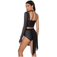 thumbnail image 7 of Aislor Lyrical Dance Women Single Long Sleeve Crop Top with Skirted Briefs Ballet Skating Outfit Black XXL, 7 of 7