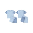 thumbnail image 2 of vera natura Baby Boys Summer Outfits Contrast Color Short Sleeves T-Shirt and Elastic Shorts Set, 2 of 8