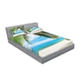 thumbnail image 2 of Ambesonne Tree Fitted Sheet & Pillow Sham Set, Shadow Shade of Palms, Full, Pale Green Pale Blue, 2 of 2