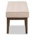 thumbnail image 3 of baxton studio lucca mid-century modern walnut wood light beige fabric button-tufted bench, 3 of 4