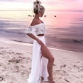 thumbnail image 1 of Vestido Sexy fuera del hombro Vestidos de mujer Vestidos de playa de encaje de verano con abertura lateral (Blanco M) Kuymtek Blanco T M para Mujer, 1 of 1
