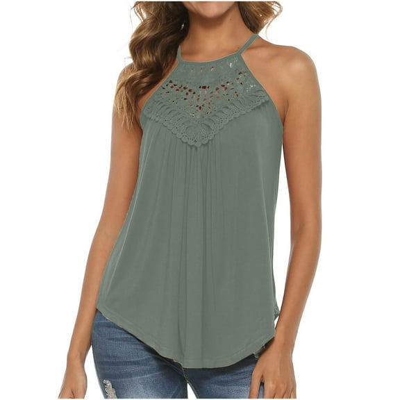 Kovlvoll Womens Tank Tops Sleeveless off Shoulder Camisole Halter Neck Top Asymmetric Hem Summer Casual Fashion Blouses