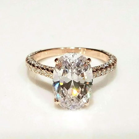 ON SALE - Alexandra LaRosa 3CT Oval Petite French Pavé Crown IOBI Simulated Diamond Ring (Best Simulated Diamond Engagement Rings)