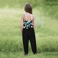 thumbnail image 5 of CCRFTGI Girls Rompers Size 1-2 Floral Printed Sleeveless Girls Sky Blue Jumpsuit Spring Spaghetti Strap Overall with Side Pockets Preppy Outfits Sky Blue 1-2 Years, 5 of 5