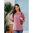 thumbnail image 4 of SHIBEVER T-Shirts for Women Summer Short Sleeve Tops Casual Loose Tunic Tops Side Split Ladies Comfortable Crewneck Tops Blouse Pink M, 4 of 9