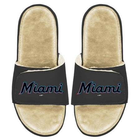 

Men s ISlide Black/Tan Miami Marlins Faux Fur Slide Sandals