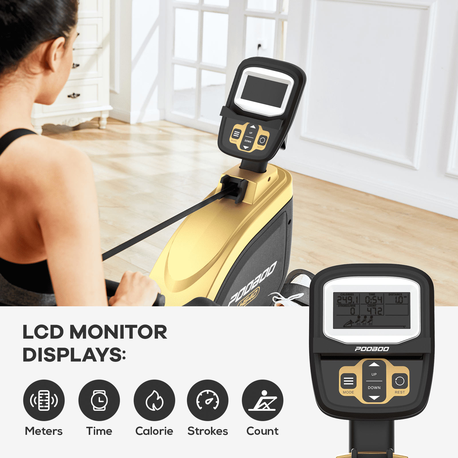 JKANGFIT Folding Rowing Machine - Rowing Machines for Home Use Indoor Magnetic Rower for Full Body